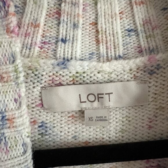 LOFT Women XS Colorful Flecked Fair Isle Knit Mock Neck Pullover Sweater - Picture 9 of 10